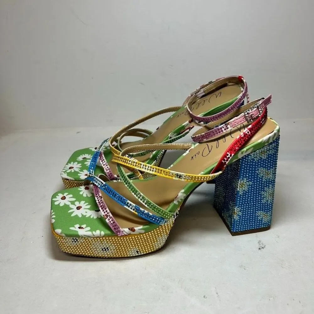 Wild Pair Womens 6 M Floral Bling Muze Strappy Platform Sandals NIB LY7
